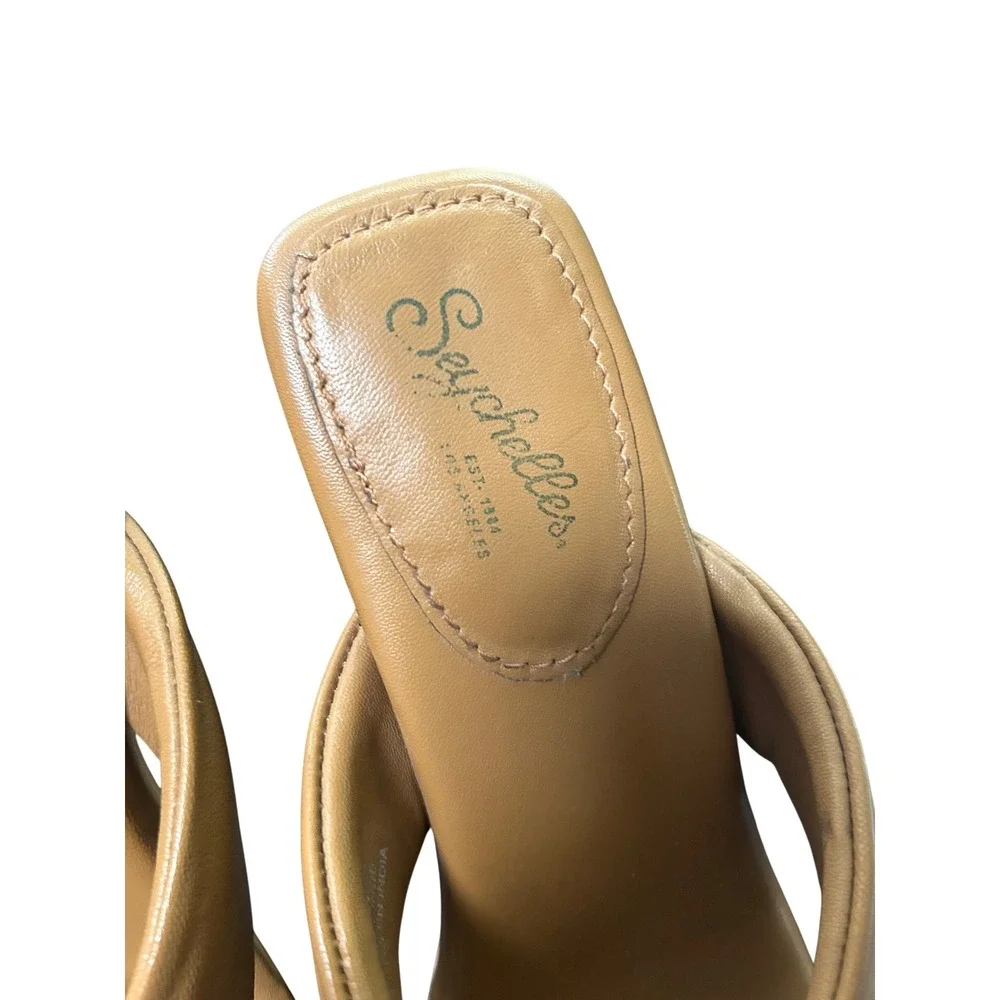 Seychelles Womens Tan Leather Square Toe Block Heel Sandals Size 7.5 - WD
